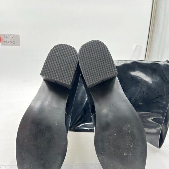 Knee High Boots for Women , Chunky Heel, Pointed Toe and Side Zipper Black - Picture 6 of 7